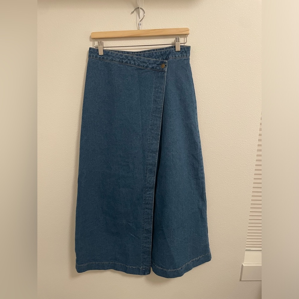 Junee’s Faux Wrap Denim Maxi Skirt Size Medium 100% Cotton